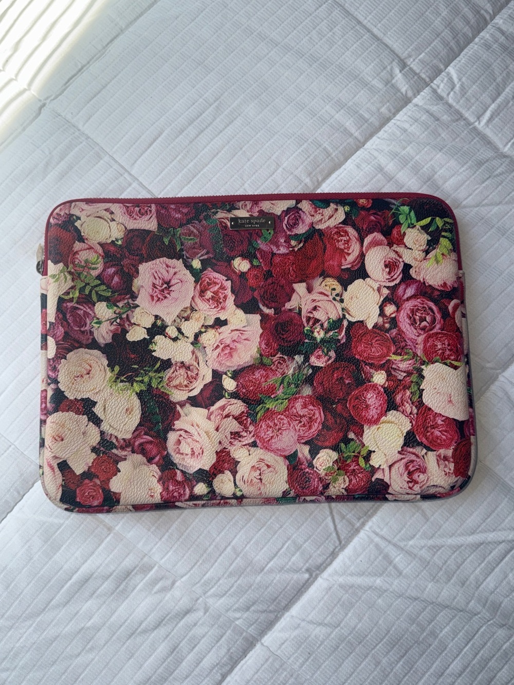 Kate Spade floral print laptop sleeve in Grant Street Roses